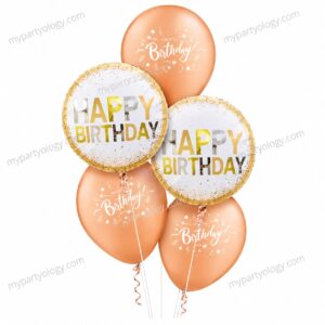 Happy Birthday Rose Gold Balloon Set (Pack of 5)