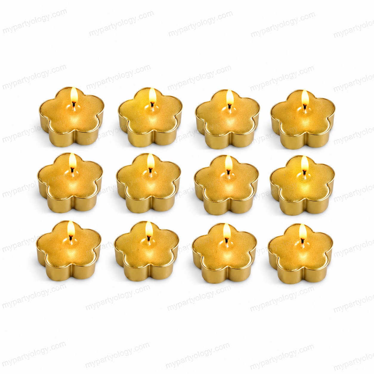 Flower Shape Gold Scented Tealight Set (pcs of 12)