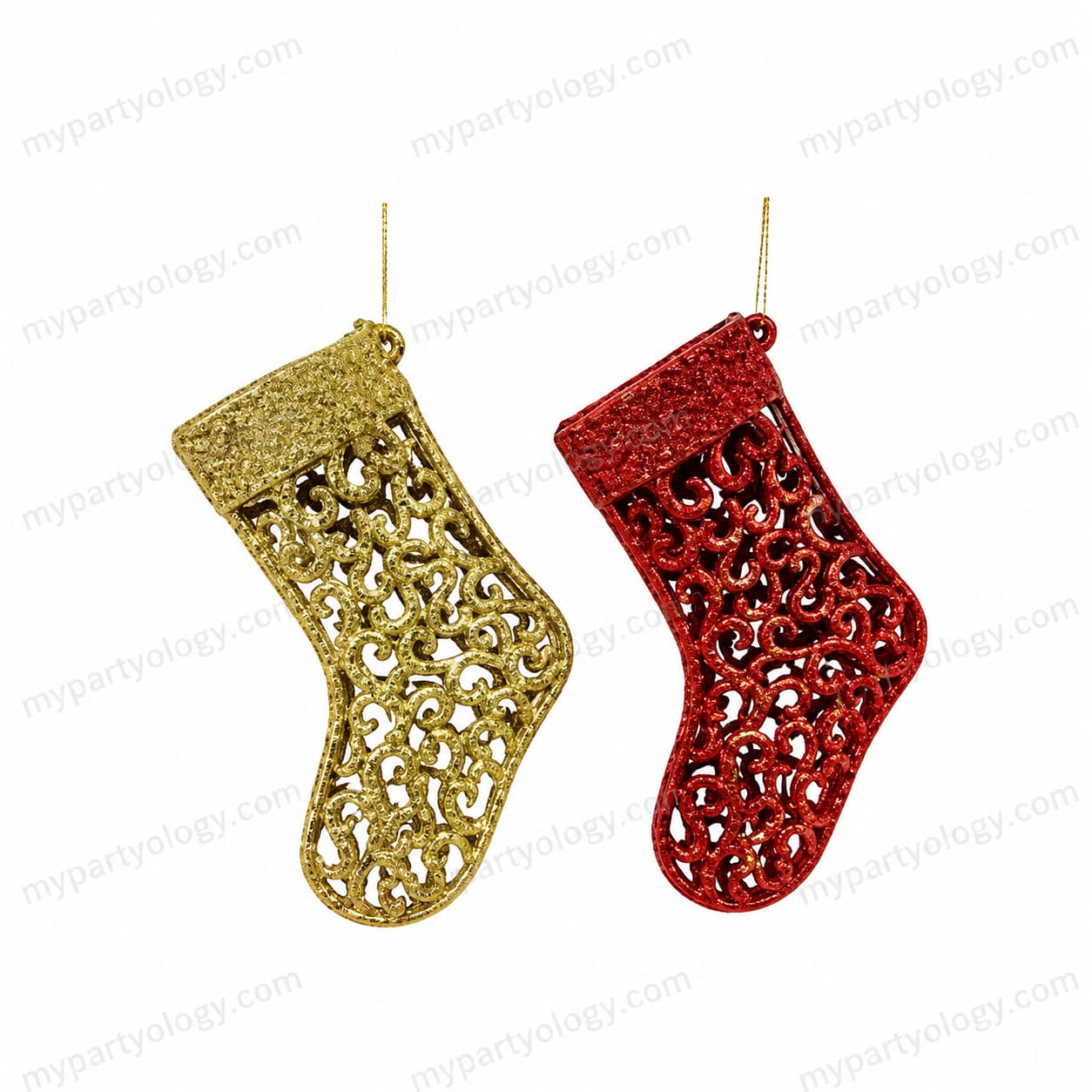 Christmas Stocking Red & Gold Tree Decor (Pack of 2)