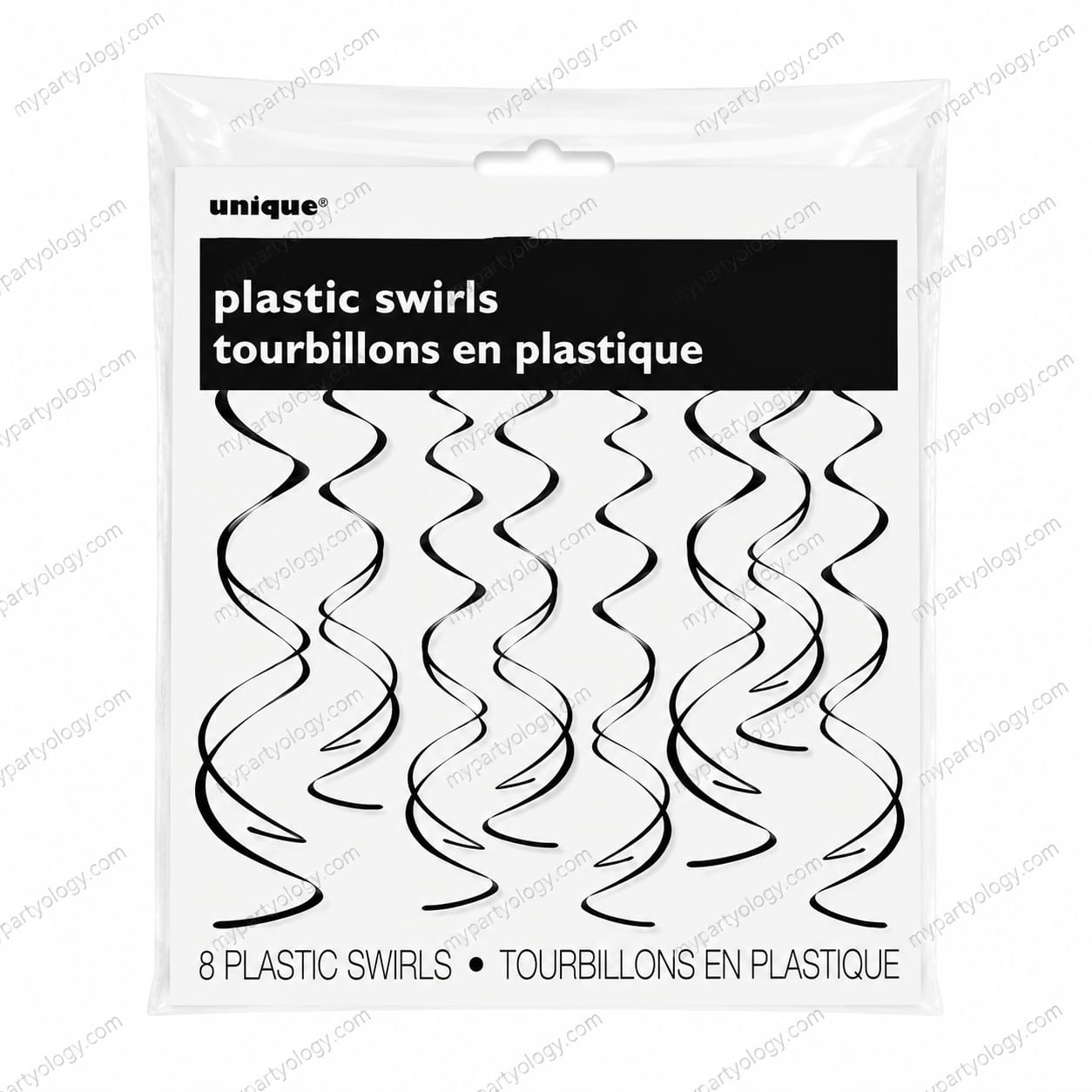 Black Plastic Swirl Decor 8/pkt - Image 2