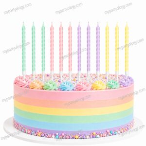 Rainbow Pastel Cake Twisted Candles (Pack of 12)