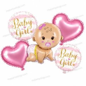 Baby Girl Light Pink Foil Balloon Set (Pack of 5)
