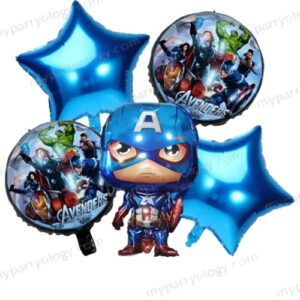 Captain America Cartoon Foil Balloon Set (Pack of 5)