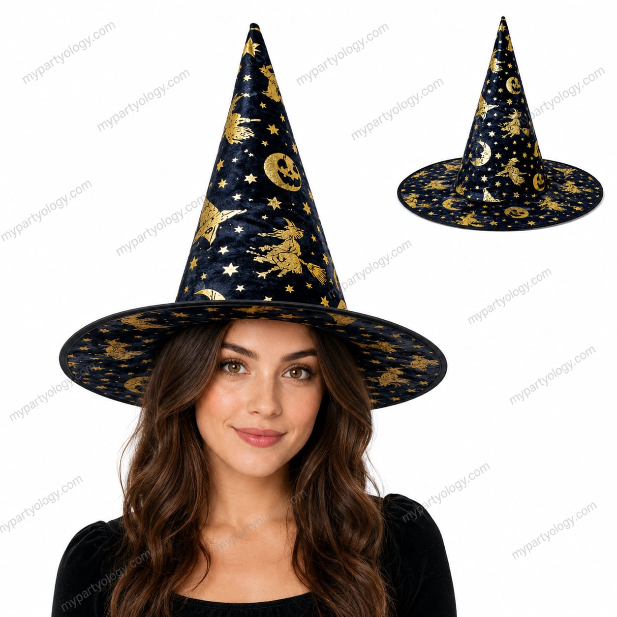 Witch Black & Gold Celestial Hat