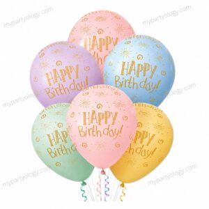 Happy Birthday Pastel Latex Balloon Set (Pack of 6)