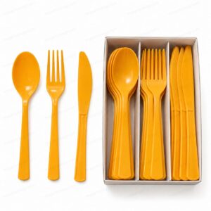 Yellow Assorted Plastic Cutlery Set (Pack of 18)