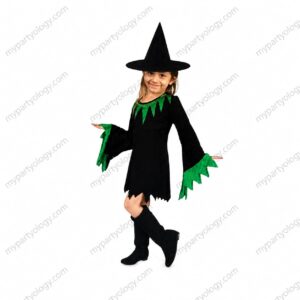 Witch Kids Green & Black Costume