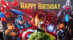Avengers Happy Birthday Backdrop (8x6ft)