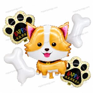 Brown Dog Foil Balloon Set (Pack of 5)