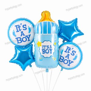 It's A Boy Milk Bottle Foil Balloon Set (Pack of 5)