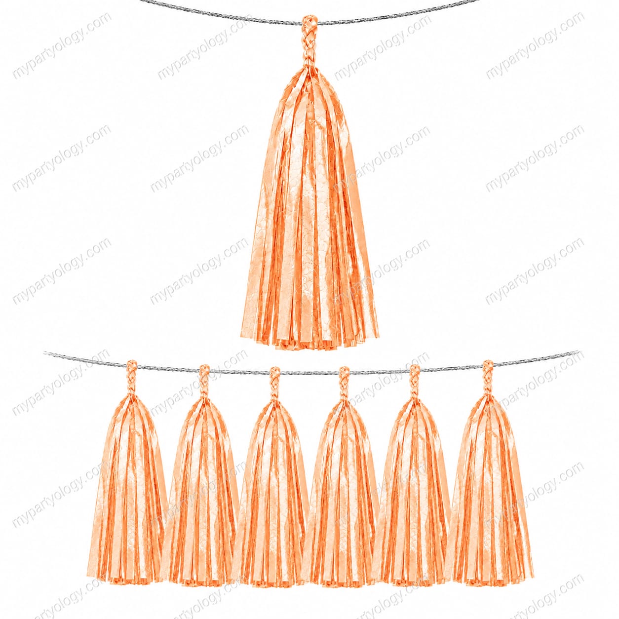 Orange Paper Tassles Hanging Decor Set (Pack of 10)