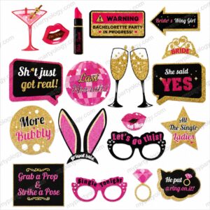 Bride to Be Black,Pink & Gold Photoprops (Pack of 20)