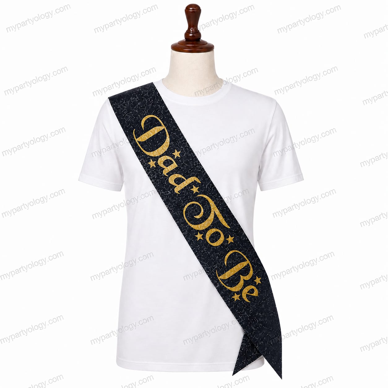 Dad To Be Black Glitter Sash
