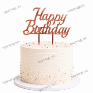 Happy Birthday Rose Gold Cake Topper