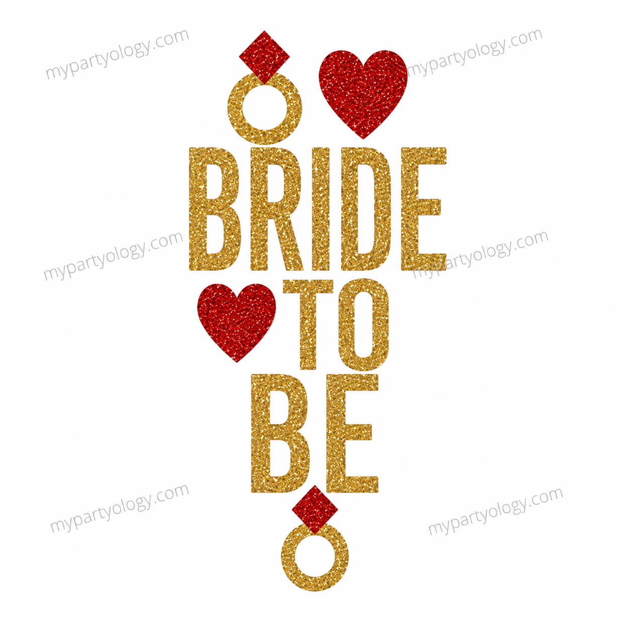 Bride To Be Gold & Red Glitter Paper Banner