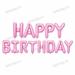 Happy Birthday Pastel Pink 16" Foil Balloon Banner