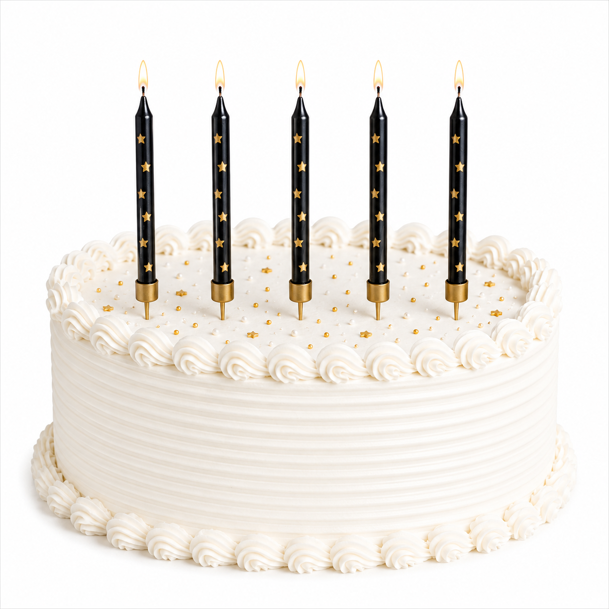 Black Candles with Gold Metallic Stars