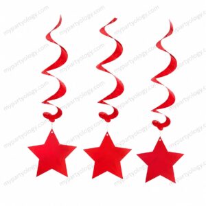 Red Star Swirl Decor 3/pkt
