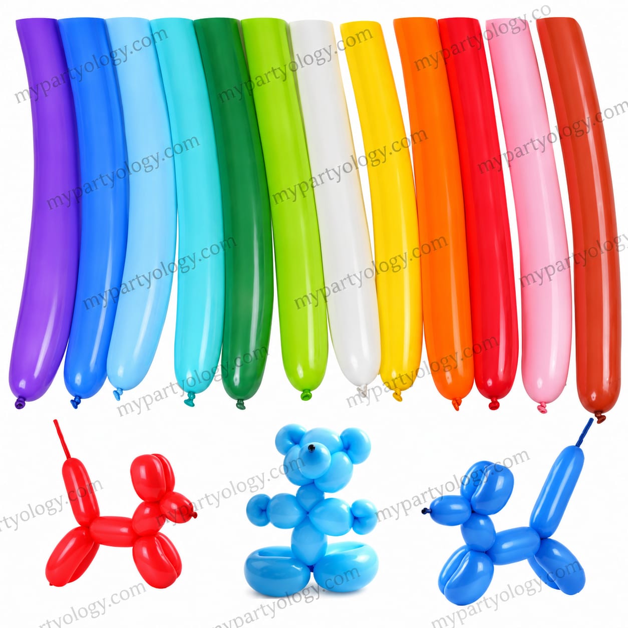 Assorted Coloured 260q Modelling Balloons (Pack of 10) - Image 3