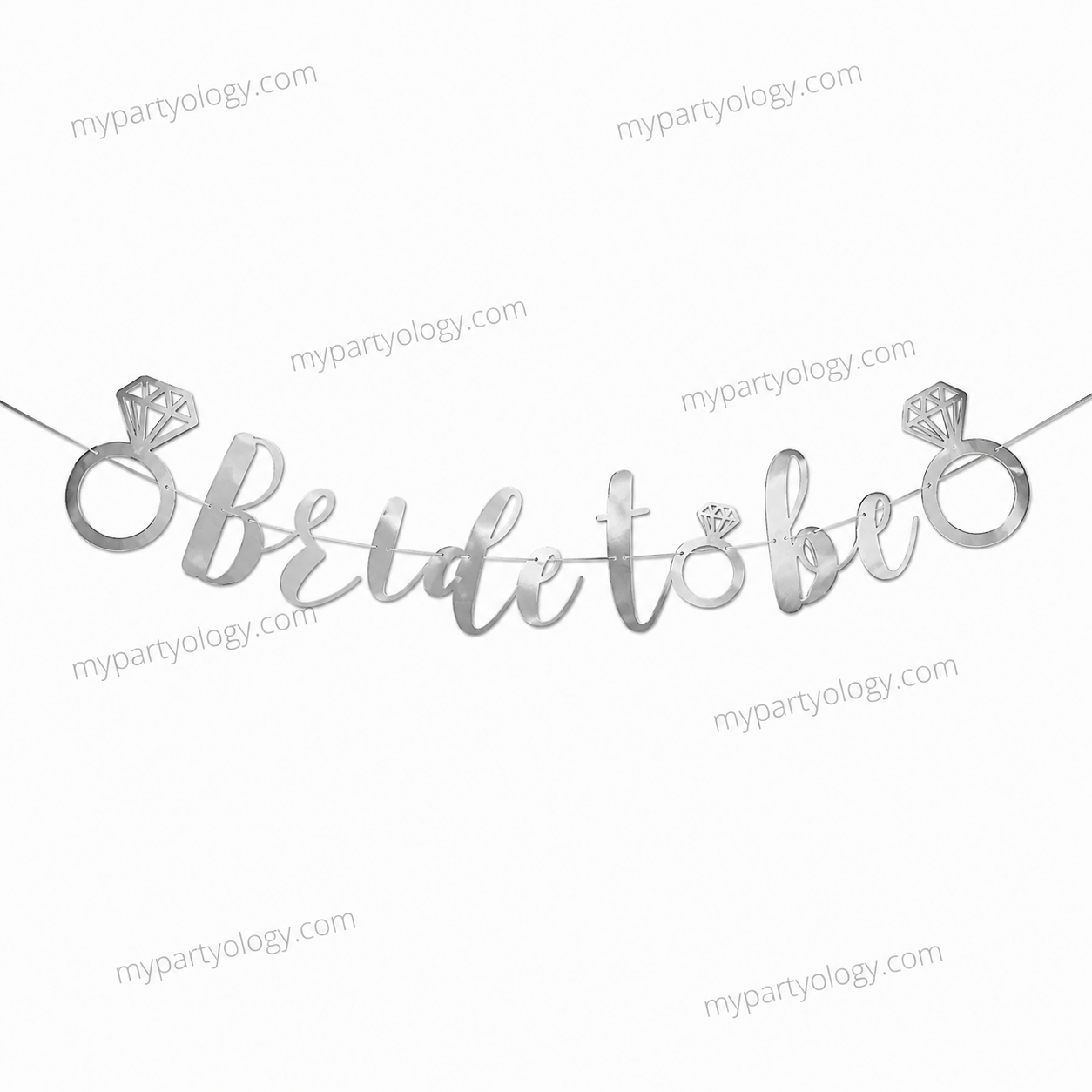 Bride to Be Silver Cursive Diamond Ring Paper Banner