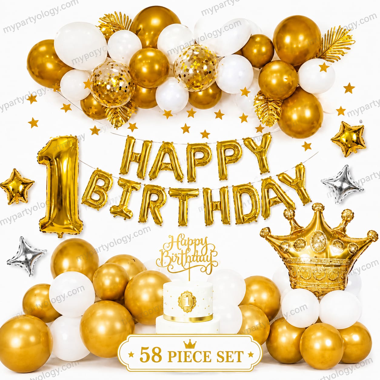 1st Birthday Gold Decor Set (Pack of 58)