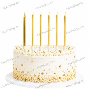 Metallic Long Gold Candles (Pack of 6)