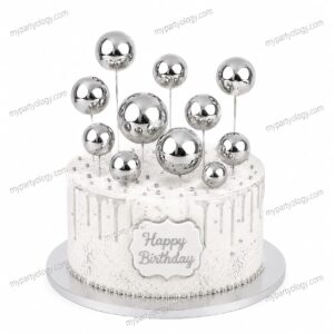Silver Faux Balls Cake Topper (Pack of 10)