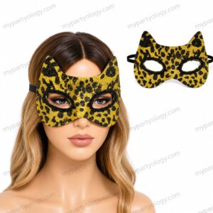 Gold & Black Leopard Print Cat Eye Mask