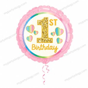 1st Birthday Pastel Heart 18'' Foil Balloon (Anagram)