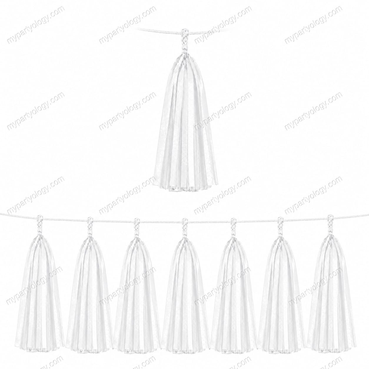 White Paper Tassles Hanging Decor Set (Pack of 10)