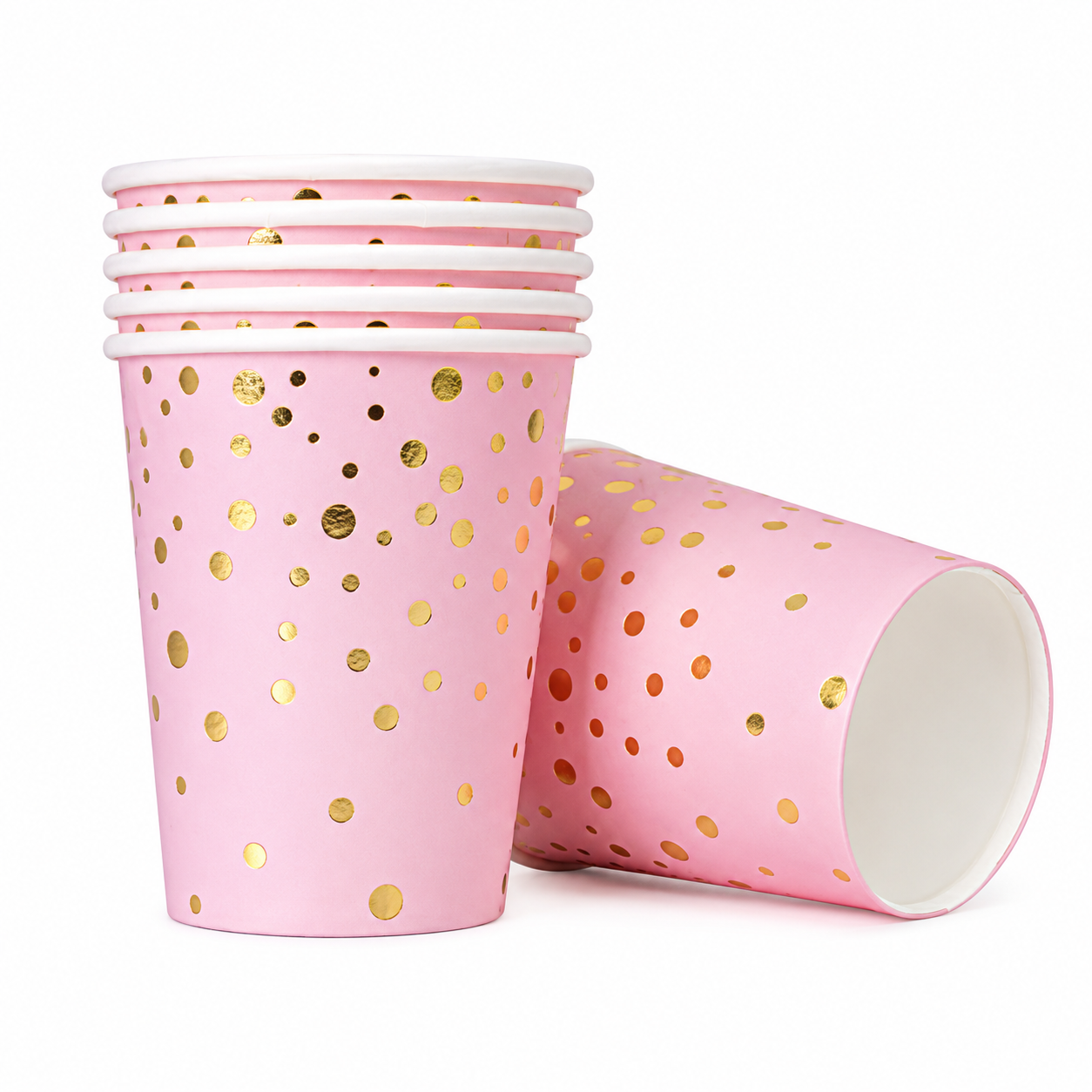 Pink W/Gold Polka Dot Paper Cup (pack of 10)