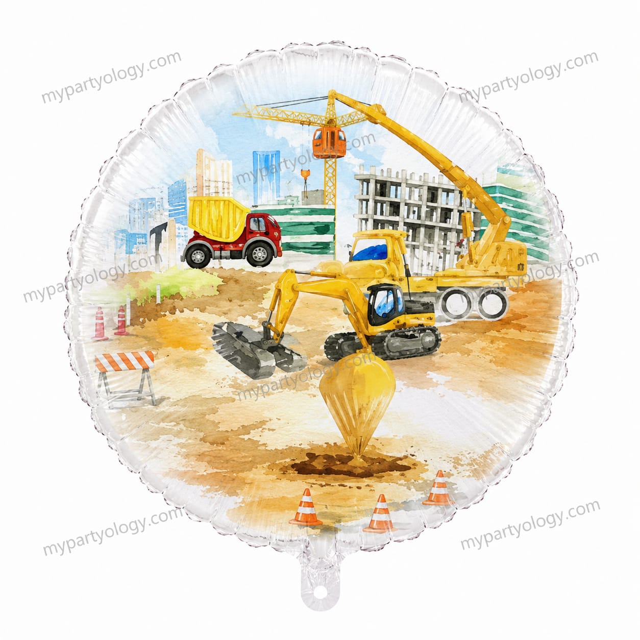 Construction Theme Round Shape 18'' Foil Balloon