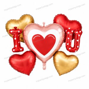 I Love You Hearts Foil Balloons Set (Pack of 5)