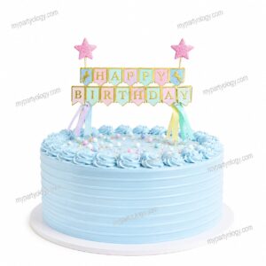 Pastel Flag Banner Cake Topper