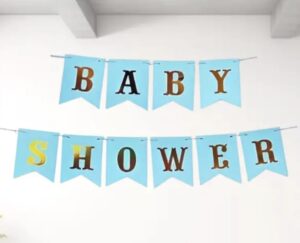 Baby Shower Blue & Gold Paper Banner