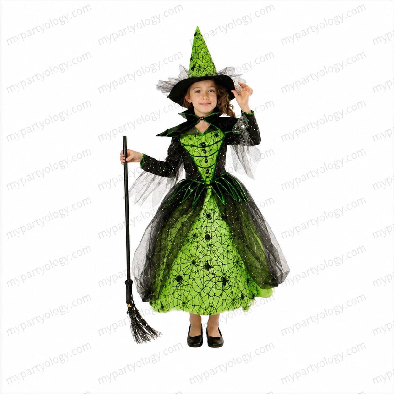 Witch With Hat Green Kids Costume