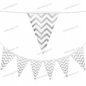 White and Silver Chevron 10ft Flag/Pennant Banner