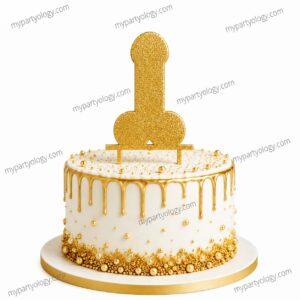 Gold Dicky Glitter Cake Topper