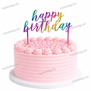 Metallic Rainbow Happy Birthday Cake Topper (Unique)