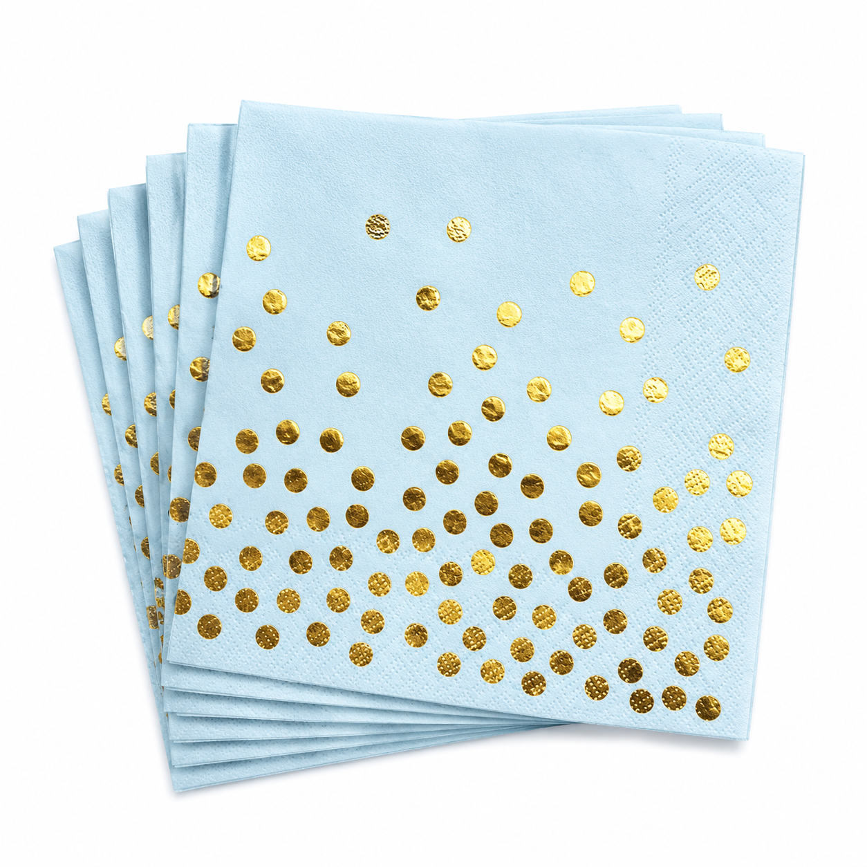 Blue With Gold Polka Dot Paper Napkins