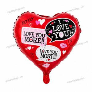 Red Heart With Bubble Captions 18'' Foil Balloon