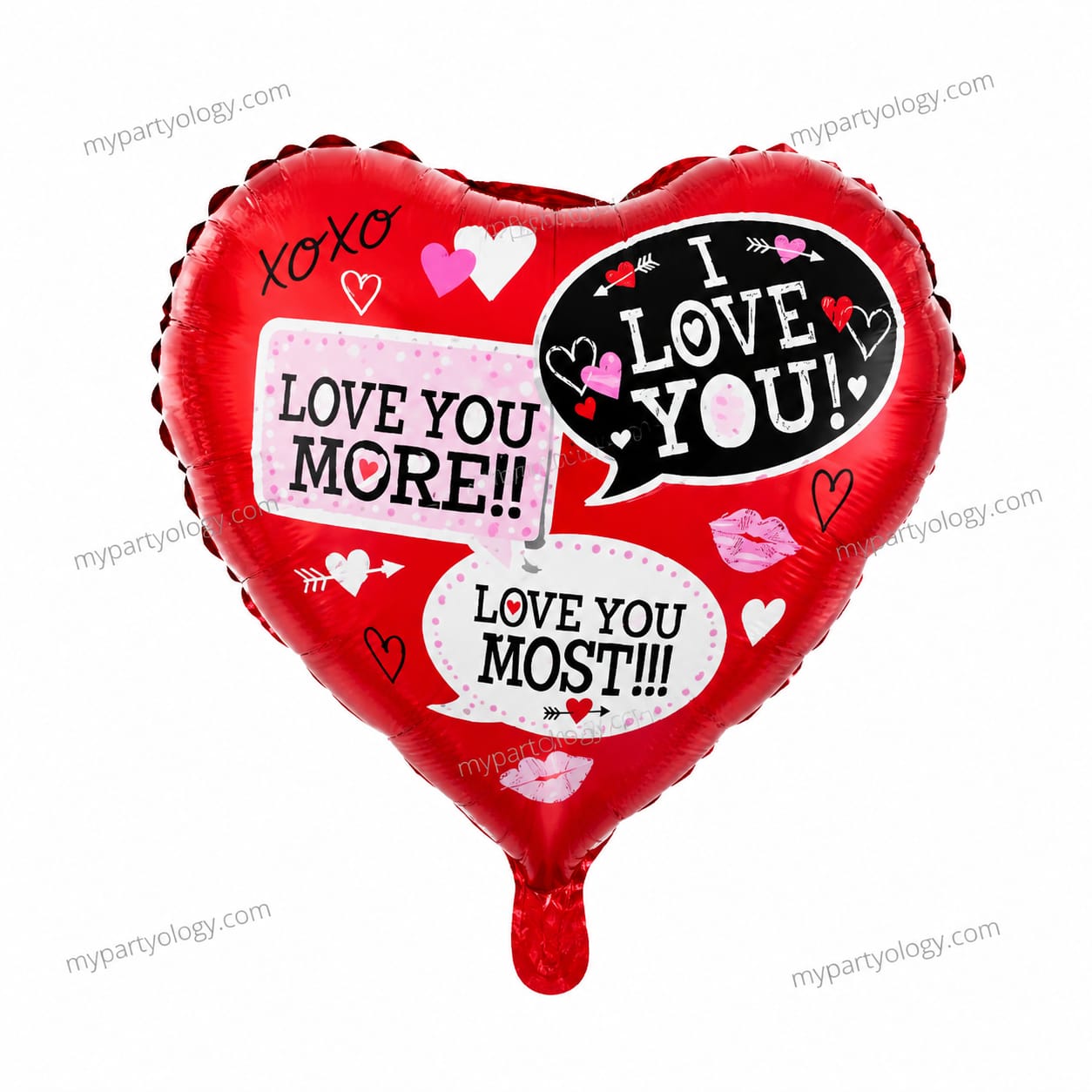 Red Heart With Bubble Captions 18'' Foil Balloon