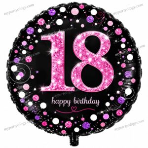 Happy 18th Birthday Pink & White 18" Foil Balloon