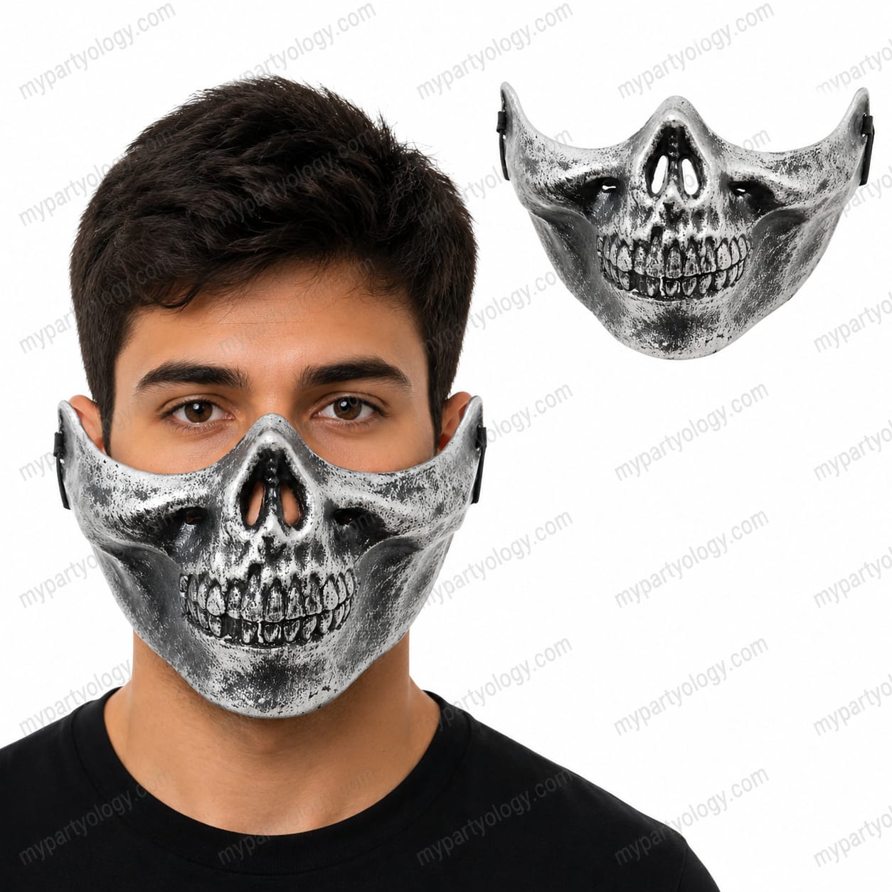 Military Silver Half Face Plastic Mask