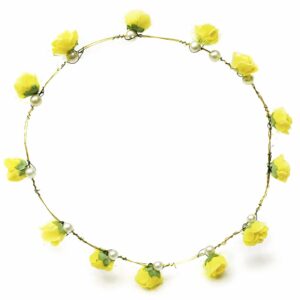 Yellow Rose With Pearl Tiara/Headband