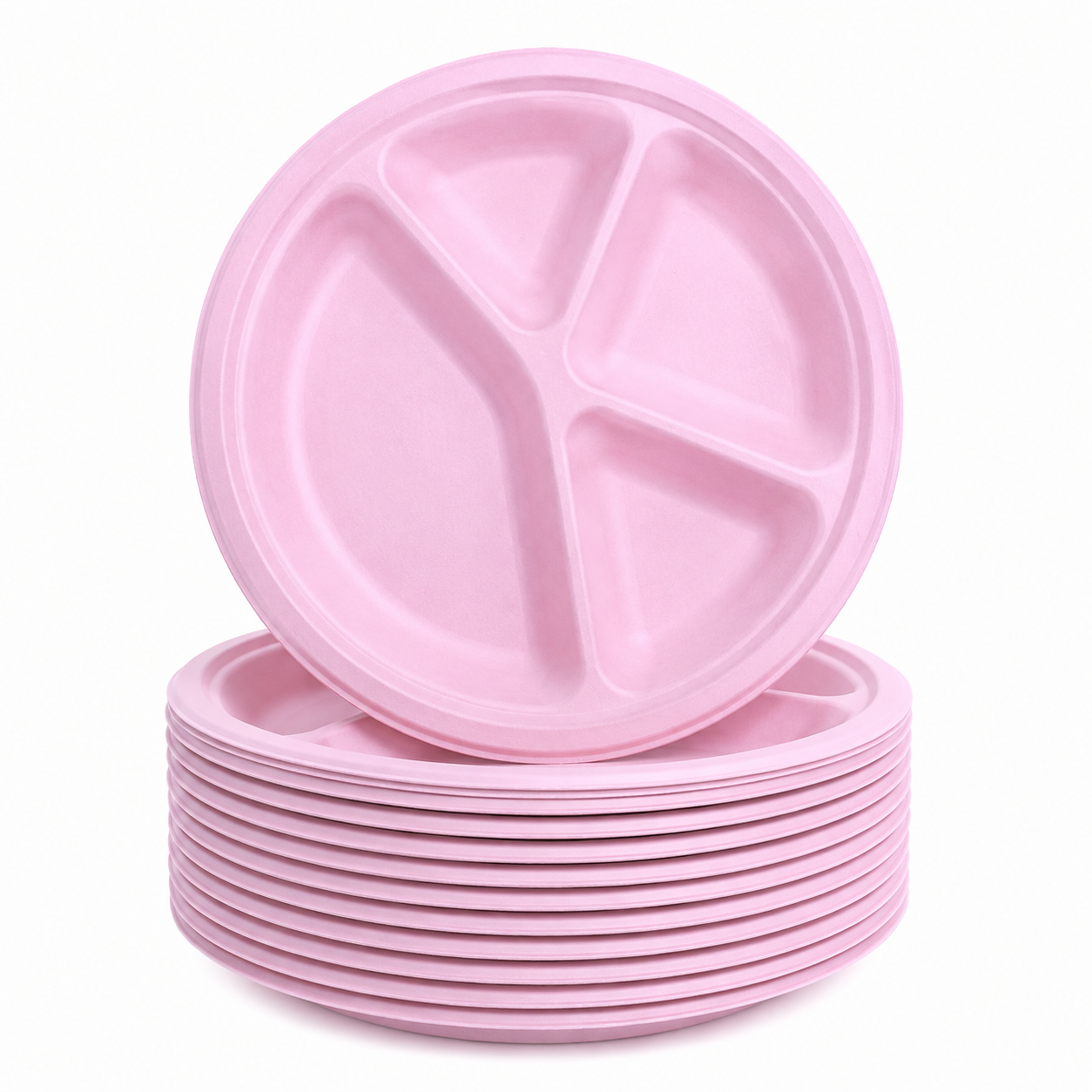 Pink 4-Way 12inch Round Plates (Pack of 10)