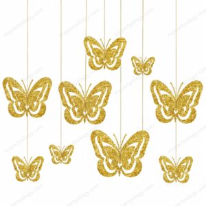 Butterfly 3D Gold Hanging Decor Kit (Pack of 11)