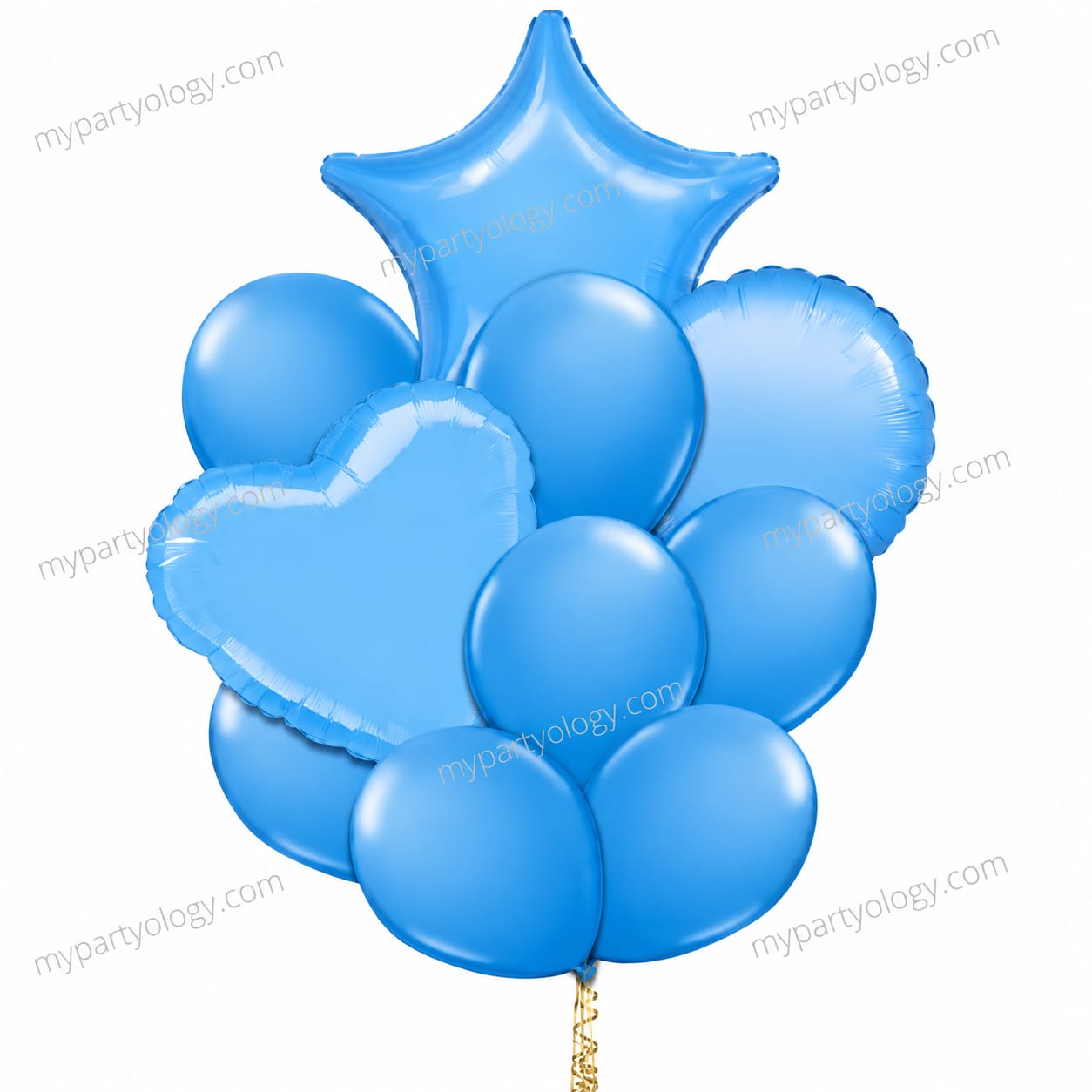 Light Blue Star, Heart, Round Foil & Latex Balloon Set (Pack of 10)
