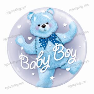 Baby Boy Blue Teddy Round 24'' Foil Balloon