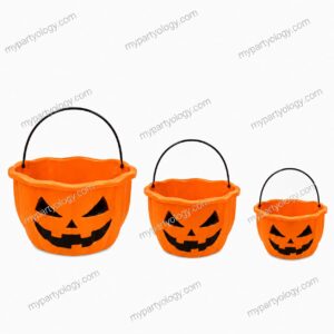 Pumpkin Plastic Pail Set (Pack of 3)
